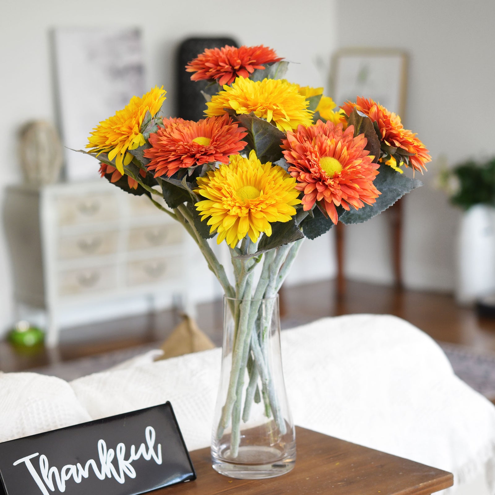 Artificial Sunflowers, Bright Yellow Flowers Bouquet (6 Single Stems) -FiveSeasonStuff