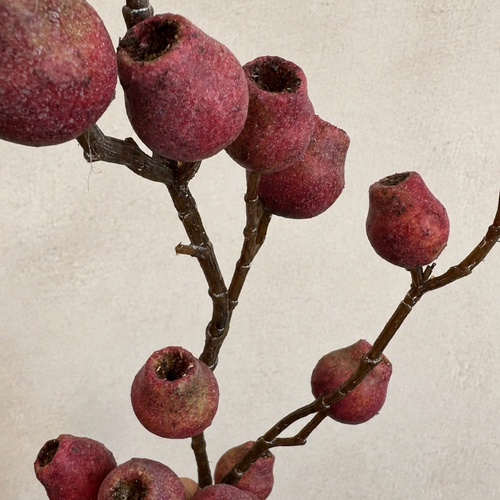Harvest Red artificial berry branch close-up with red textured berry clusters