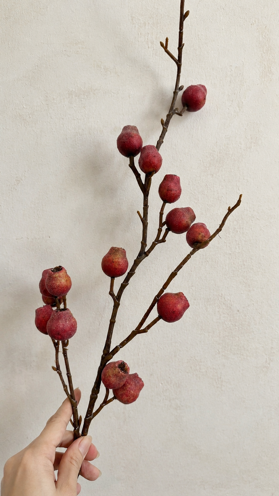 Harvest Red faux berry stem for Christmas decor and wreath supplies