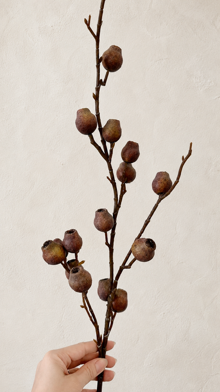 Weathered Russet faux berry branch stem, 35 inch artificial berry branch for fall vase arrangement