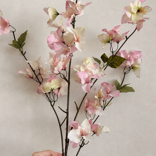 Blush pink artificial bougainvillea branch, 37.4 inch full length