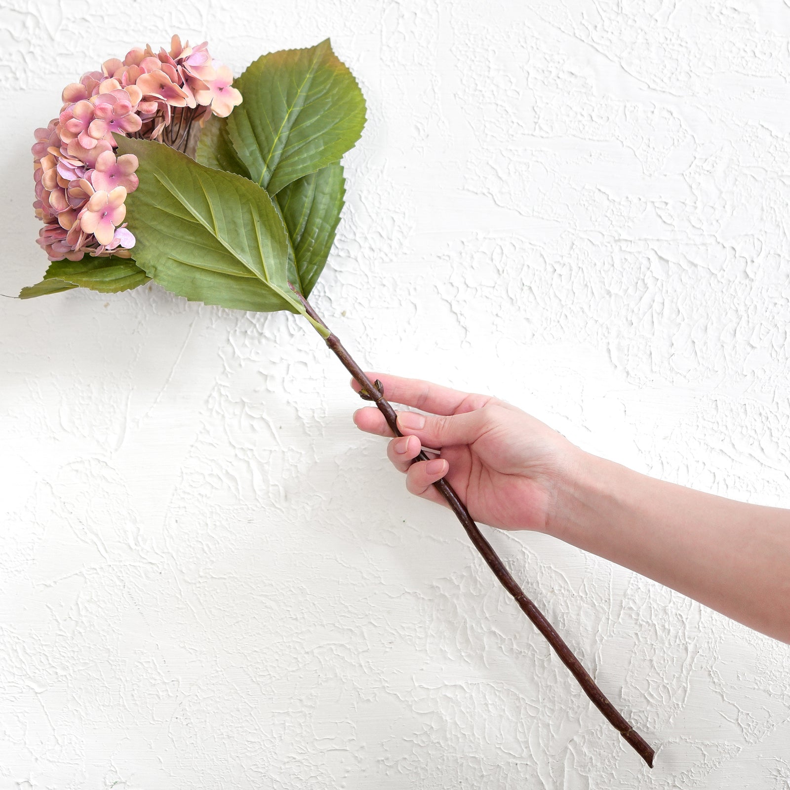 Blush Sunset pink Real Touch hydrangea stems, set of 2, product view 3.