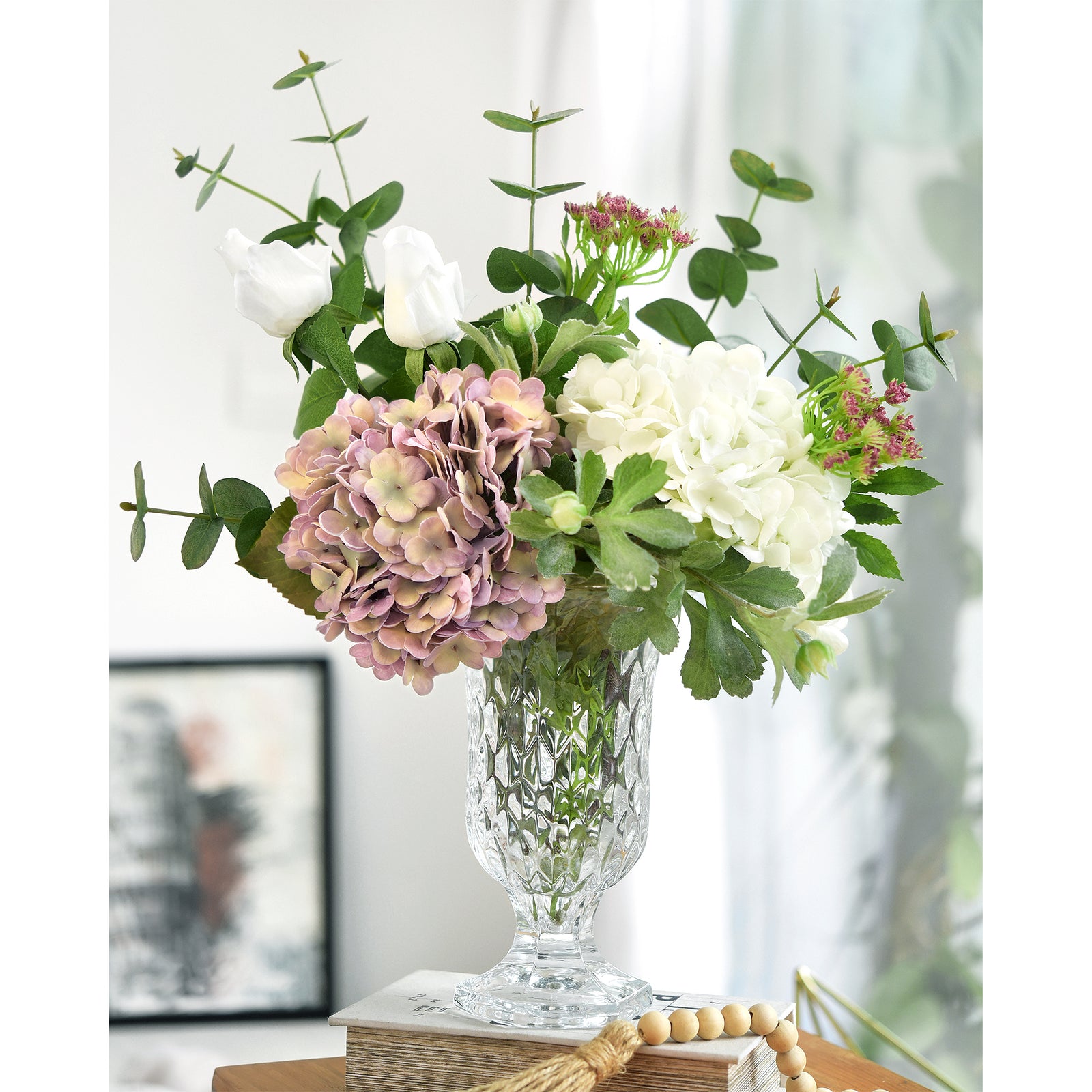 Ethereal Amethyst Real Touch hydrangea stems, set of 2, product view 2.