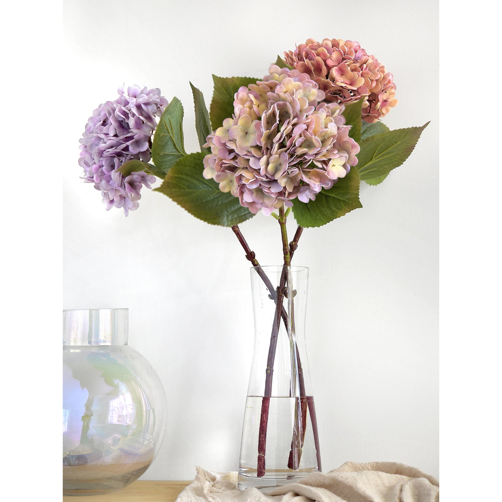Ethereal Amethyst Real Touch hydrangea stems, set of 2, product view 5.