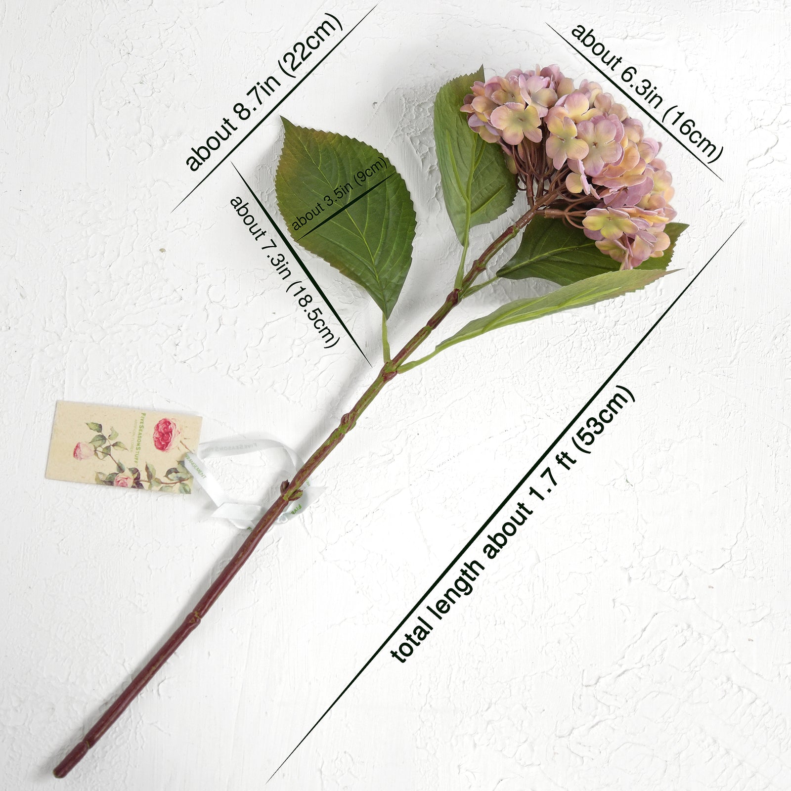 Ethereal Amethyst Real Touch hydrangea stems, set of 2, product view 6.