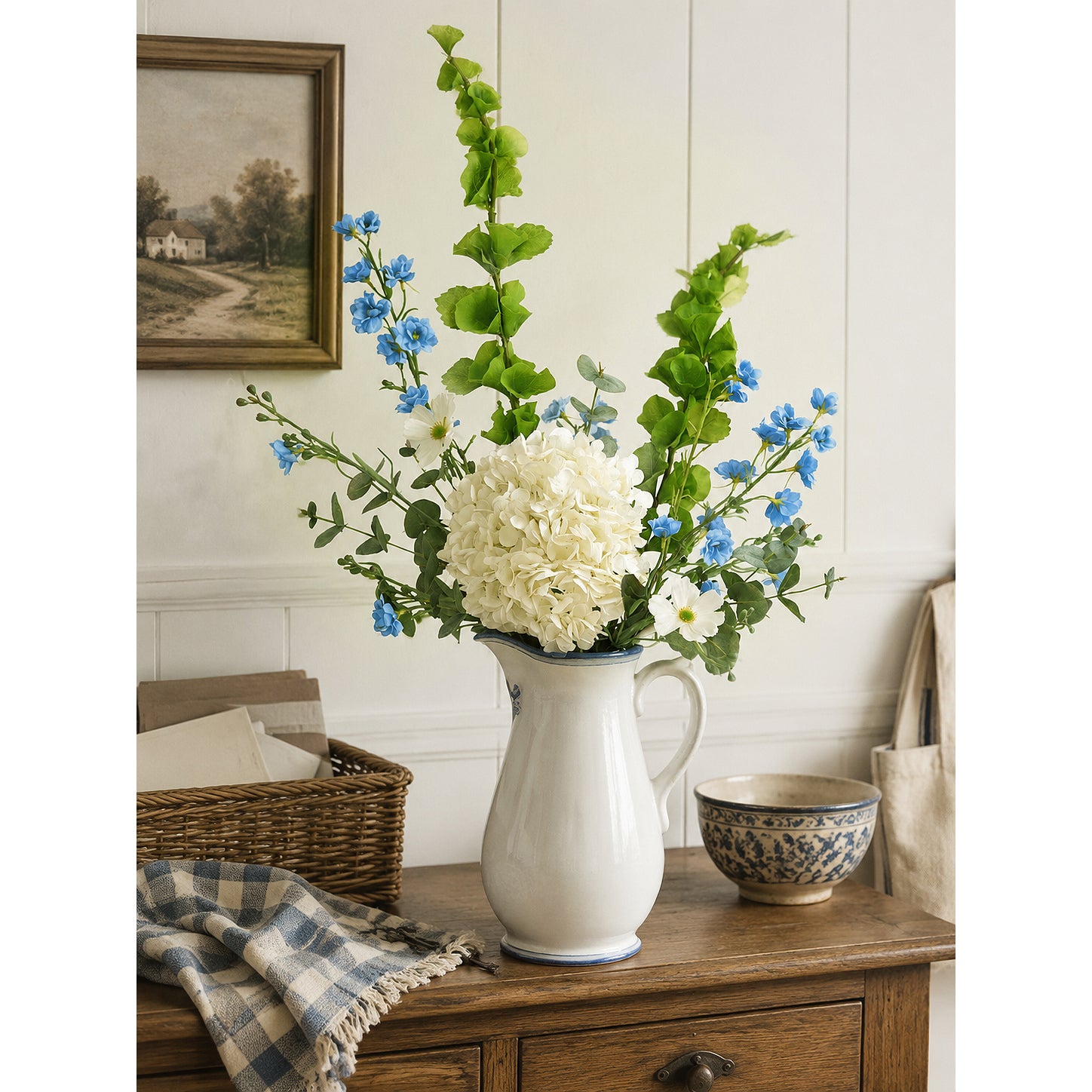 Green artificial Bells of Ireland stems, additional product view.
