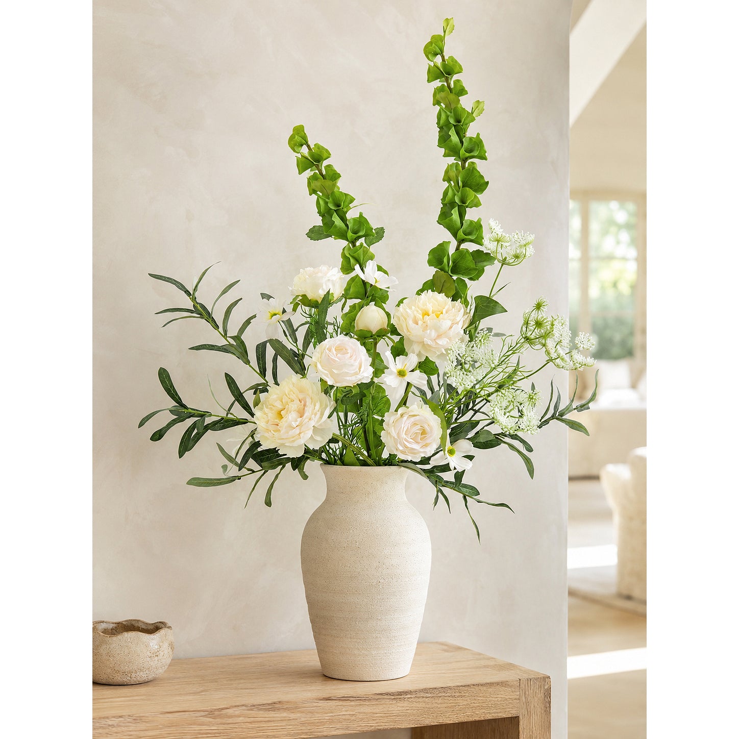 Green faux Bells of Ireland stems, additional product view.
