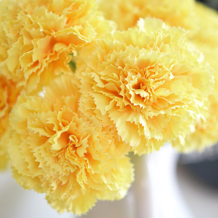 Champagne Gold Glow Faux Carnation Flowers – 1 ft (29 cm) Tall, Realistic Silk Floral Decor for Weddings, Events, and Home Arrangements