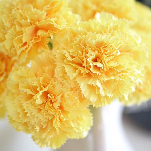 Champagne Gold Glow Faux Carnation Flowers – 1 ft (29 cm) Tall, Realistic Silk Floral Decor for Weddings, Events, and Home Arrangements