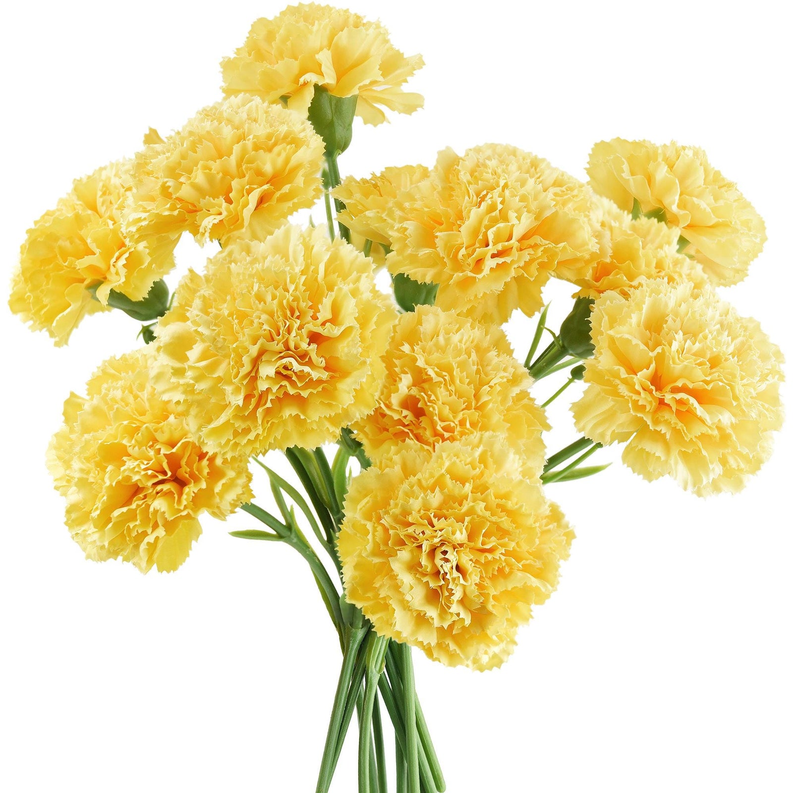 Champagne Gold Glow Faux Carnation Flowers – 1 ft (29 cm) Tall, Realistic Silk Floral Decor for Weddings, Events, and Home Arrangements