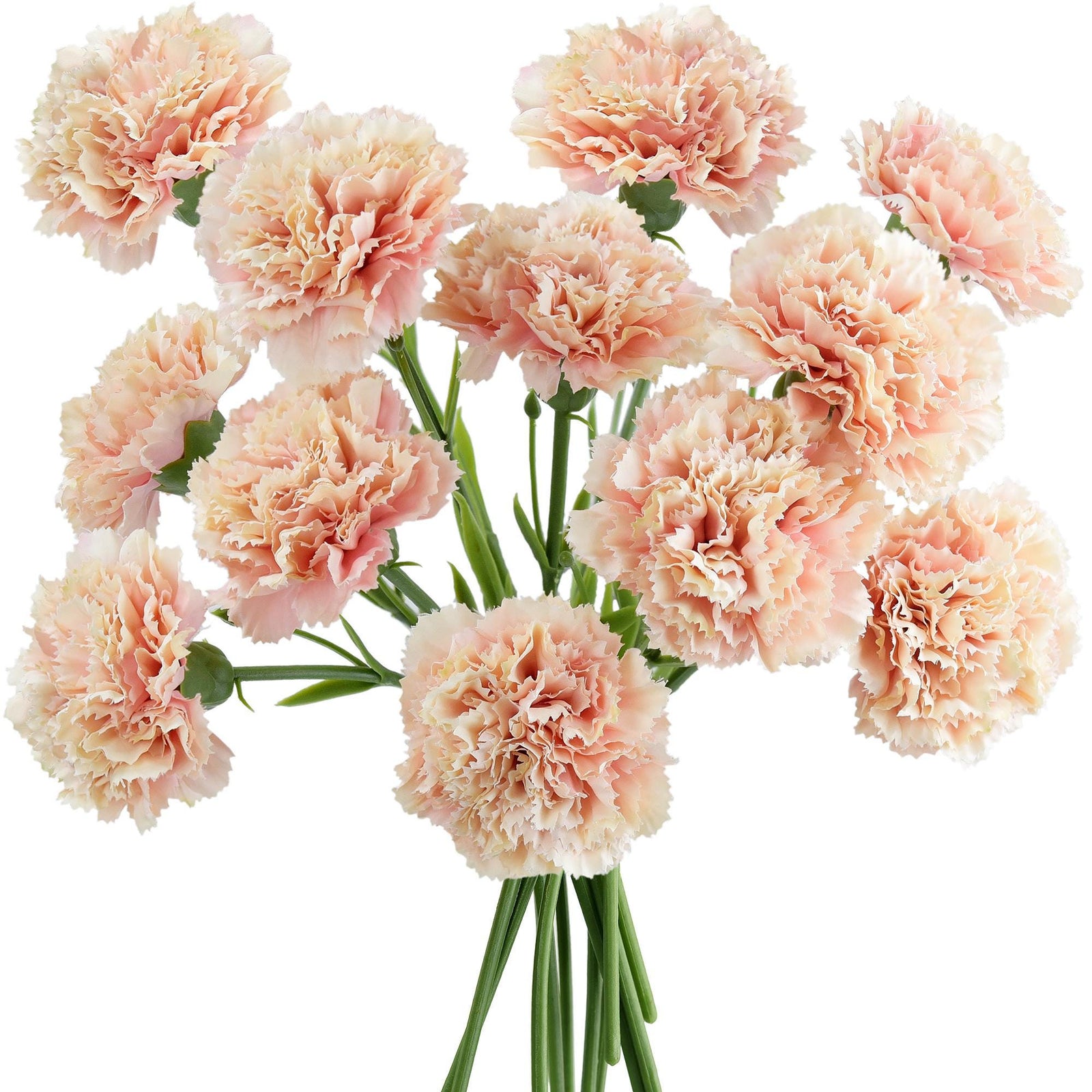Pink Cream Blush Faux Carnation Flowers – 1 ft (29 cm) Tall, Realistic Silk Floral Decor for Weddings, Events, and Home Arrangements