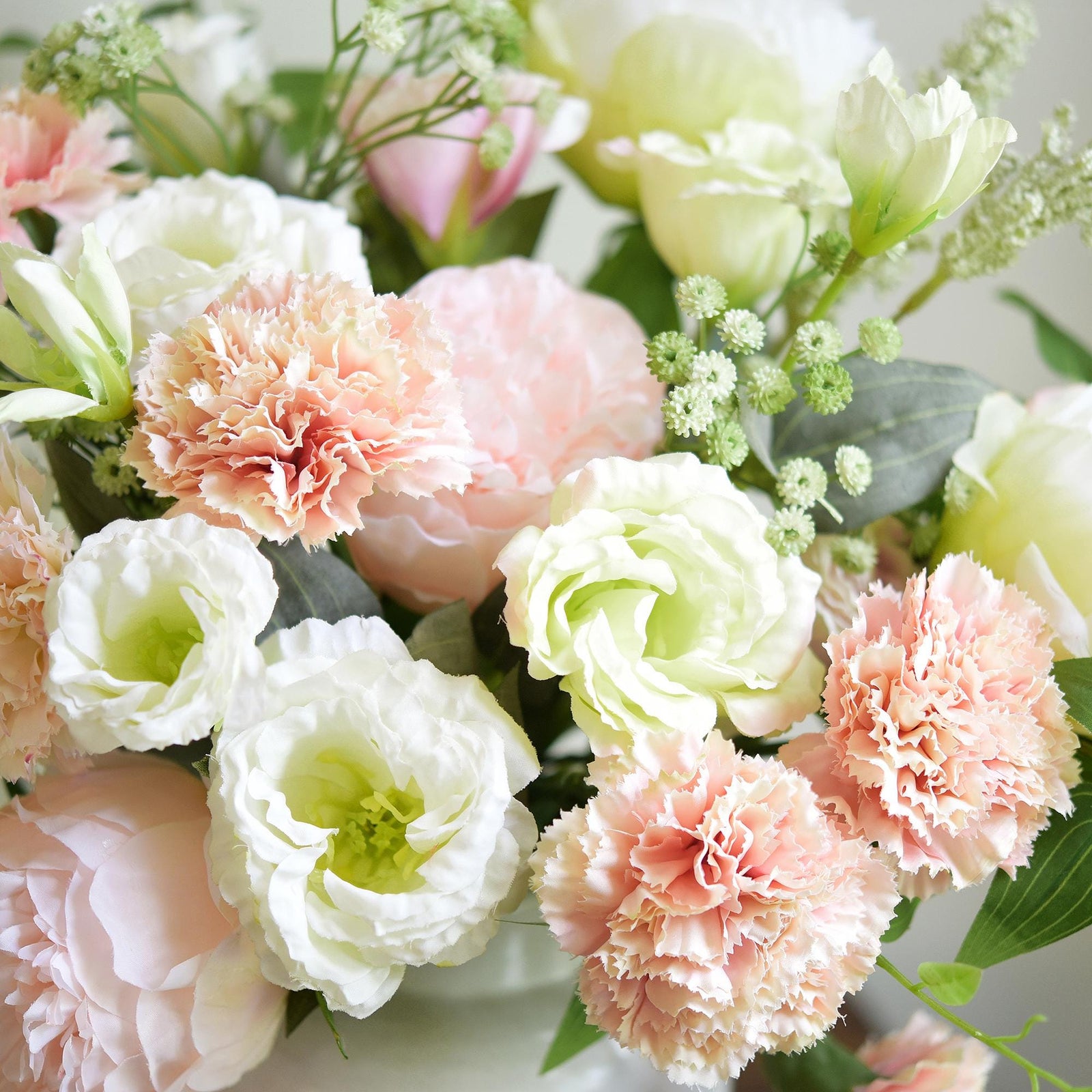 Pink Cream Blush Faux Carnation Flowers – 1 ft (29 cm) Tall, Realistic Silk Floral Decor for Weddings, Events, and Home Arrangements