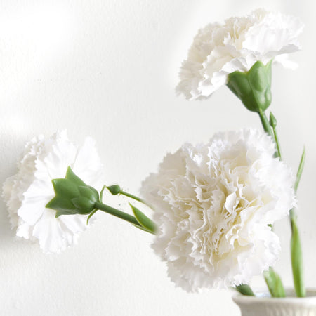 Ivory White Mist Faux Carnation Flowers – 1 ft (29 cm) Tall, Realistic Silk Floral Decor for Weddings, Events, and Home Arrangements