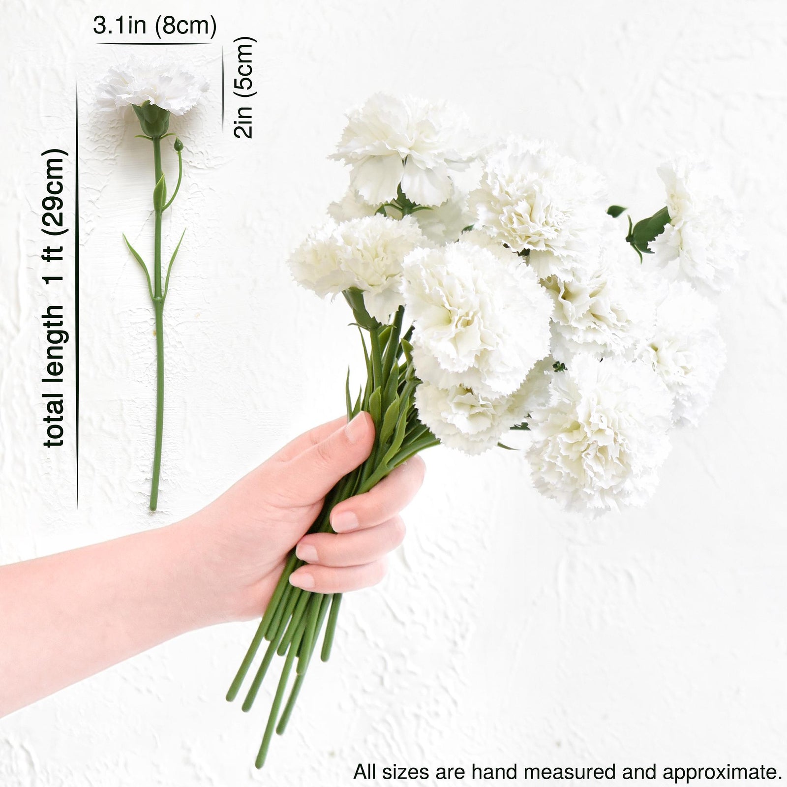 Ivory White Mist Faux Carnation Flowers – 1 ft (29 cm) Tall, Realistic Silk Floral Decor for Weddings, Events, and Home Arrangements