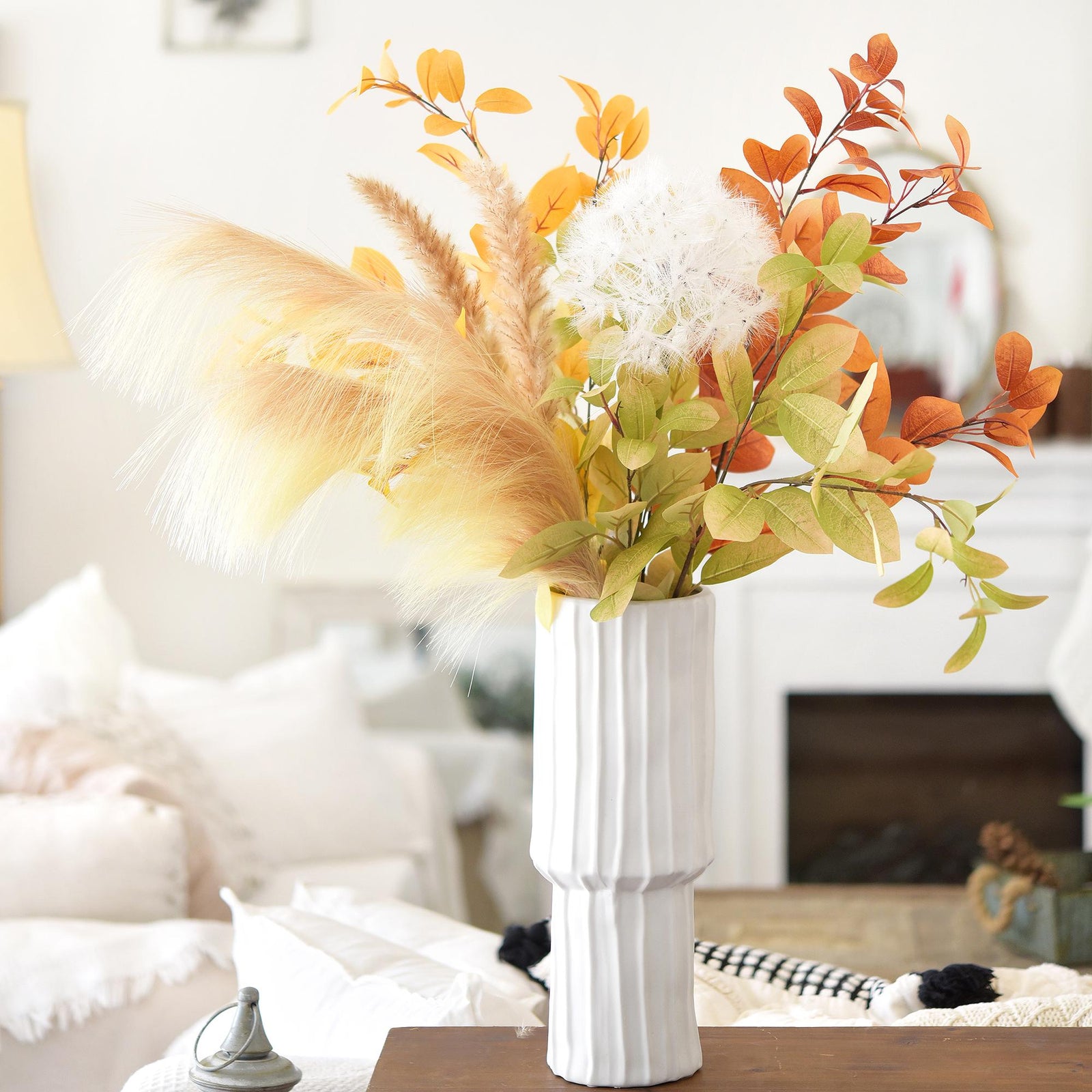 Faux Pampas Grass Branches, Home Décor 2.4ft(72cm) Tall -Set of 6 by FiveSeasonStuff