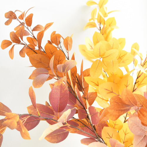 Lifelike Autumn Eucalyptus Leaves – 2.9ft Faux Fall Branches for Rustic Home Décor Weddings and Seasonal Floral Arrangements DIY Crafts