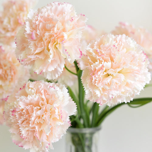 Blush Pink Veil Faux Carnation Flowers – 1 ft (29 cm) Tall, Realistic Silk Floral Decor for Weddings, Events, and Home Arrangements