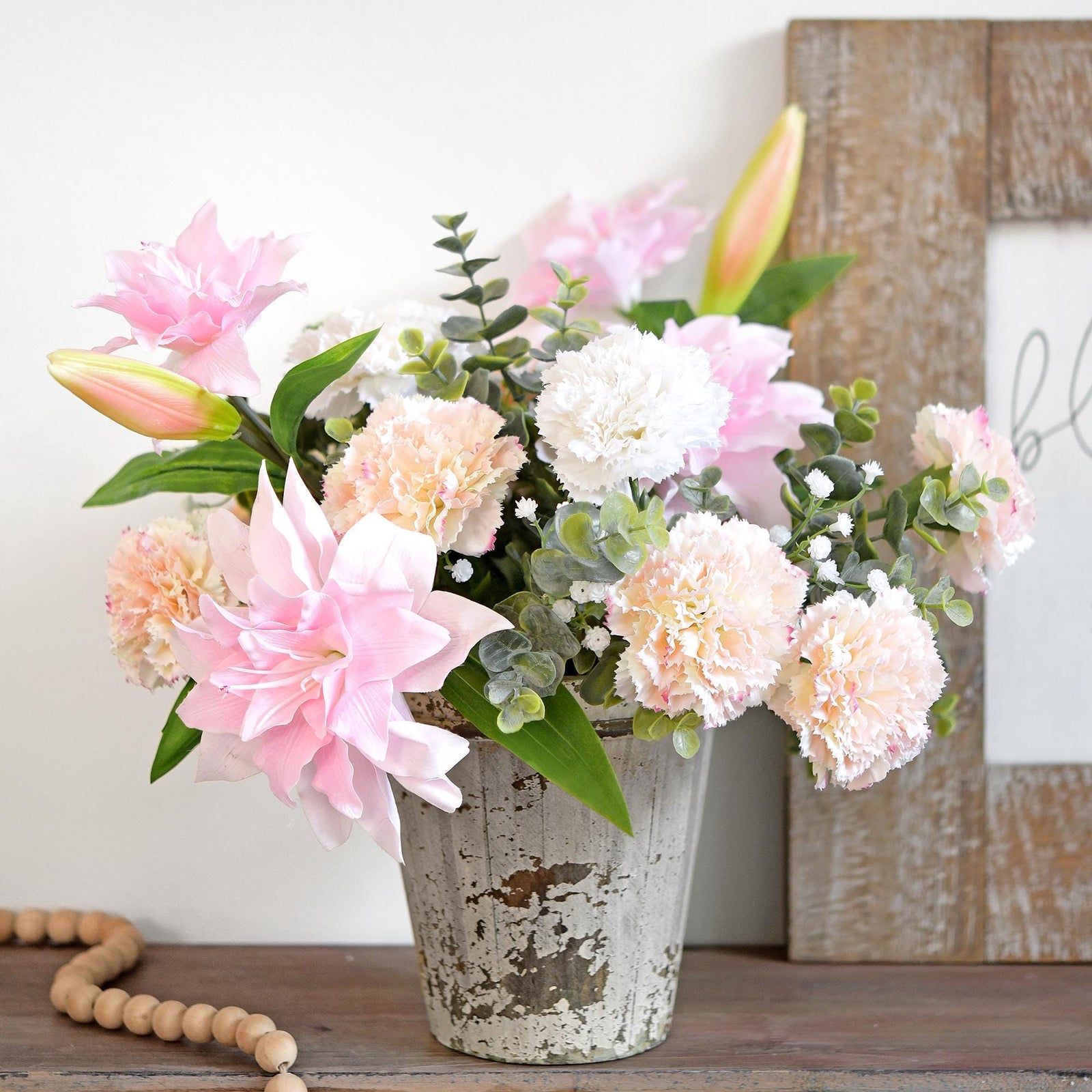 Blush Pink Veil Faux Carnation Flowers – 1 ft (29 cm) Tall, Realistic Silk Floral Decor for Weddings, Events, and Home Arrangements