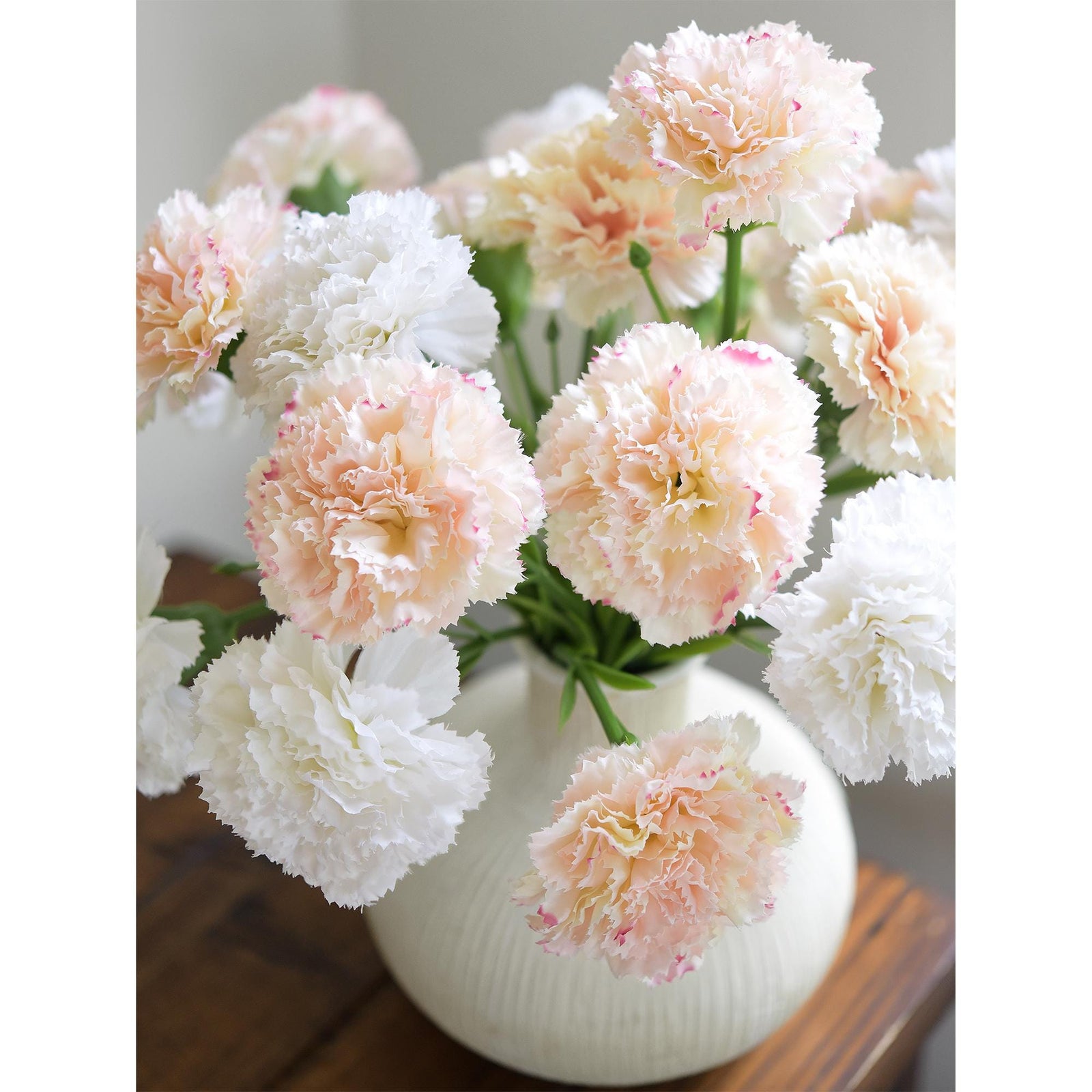Blush Pink Veil Faux Carnation Flowers – 1 ft (29 cm) Tall, Realistic Silk Floral Decor for Weddings, Events, and Home Arrangements