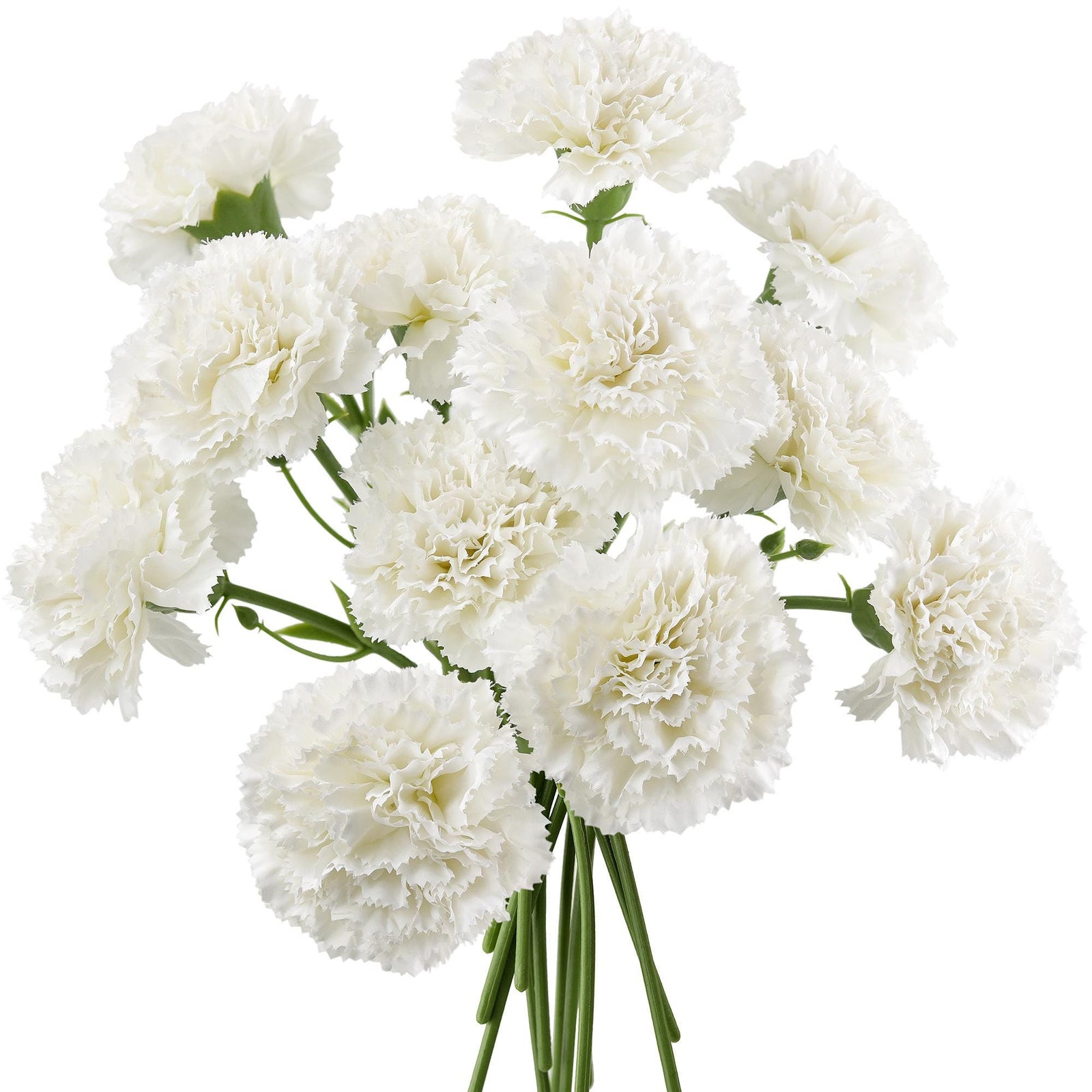 Ivory White Mist Faux Carnation Flowers – 1 ft (29 cm) Tall, Realistic Silk Floral Decor for Weddings, Events, and Home Arrangements