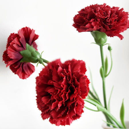 Persian Red Faux Carnation Flowers – 1 ft (29 cm) Tall, Realistic Silk Floral Decor for Weddings, Events, and Home Arrangements