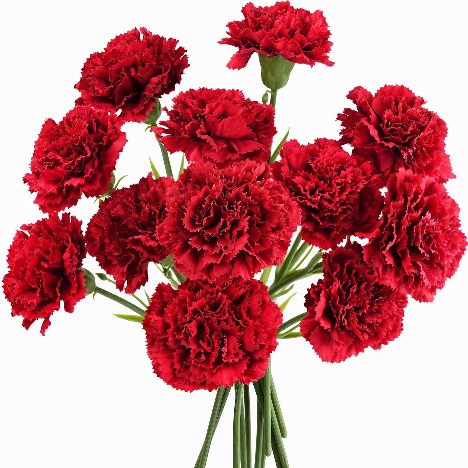 Persian Red Faux Carnation Flowers – 1 ft (29 cm) Tall, Realistic Silk Floral Decor for Weddings, Events, and Home Arrangements