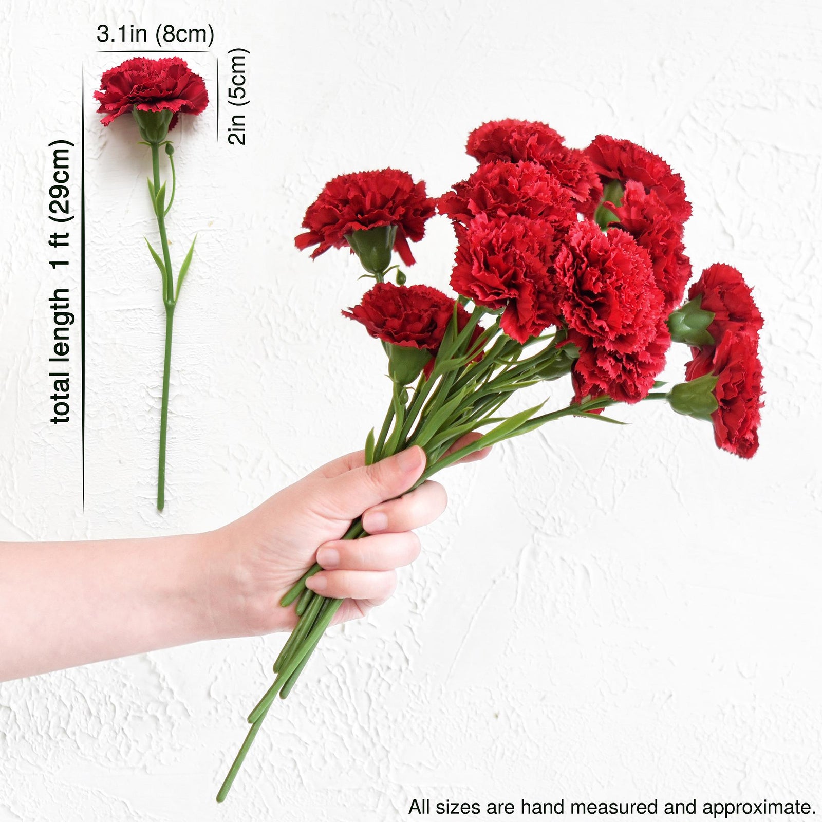 Persian Red Faux Carnation Flowers – 1 ft (29 cm) Tall, Realistic Silk Floral Decor for Weddings, Events, and Home Arrangements