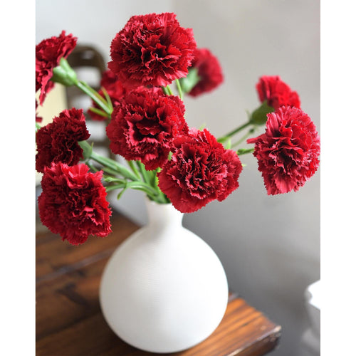 Persian Red Faux Carnation Flowers – 1 ft (29 cm) Tall, Realistic Silk Floral Decor for Weddings, Events, and Home Arrangements