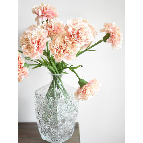 Pink Cream Blush Faux Carnation Flowers – 1 ft (29 cm) Tall, Realistic Silk Floral Decor for Weddings, Events, and Home Arrangements