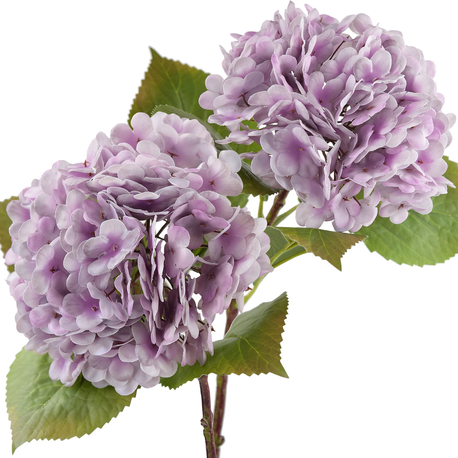 Light Lavender Lilac Real Touch Hydrangea Stems, Set of 2