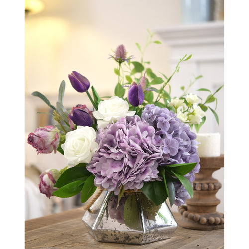 Light lavender lilac Real Touch hydrangea stems, set of 2, product view 2.