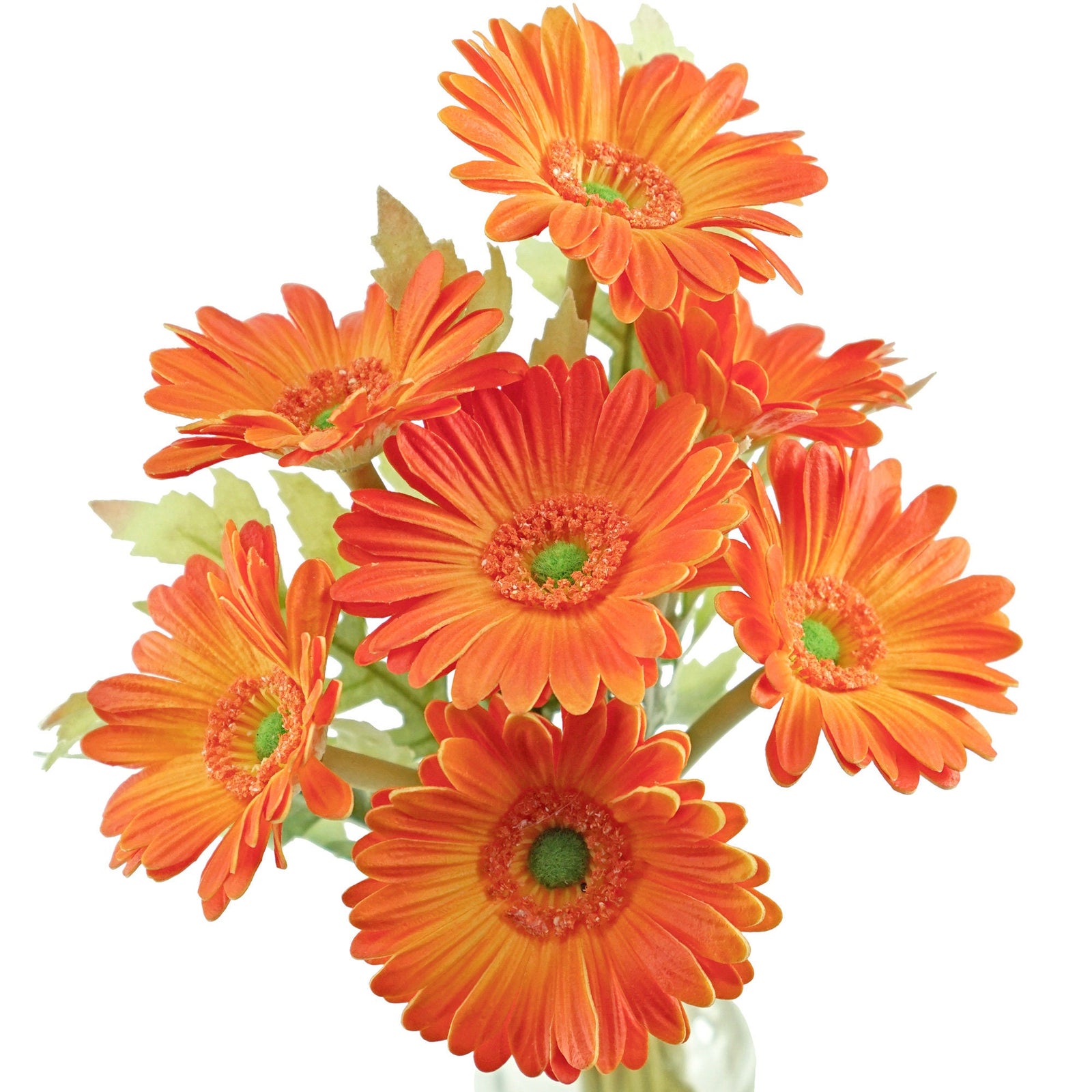 Marmalade orange Real Touch gerbera stems shown together with layered orange blooms.