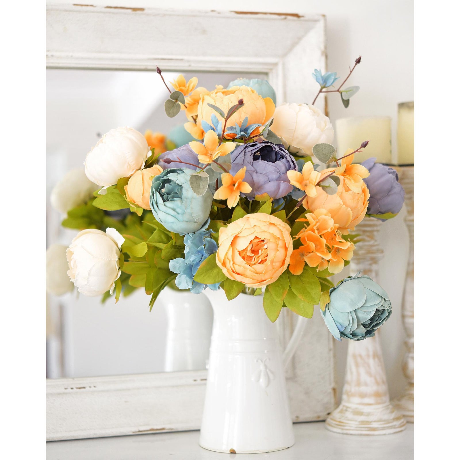 Vintage Peaceful silk peony bouquets shown in an alternate floral product view.