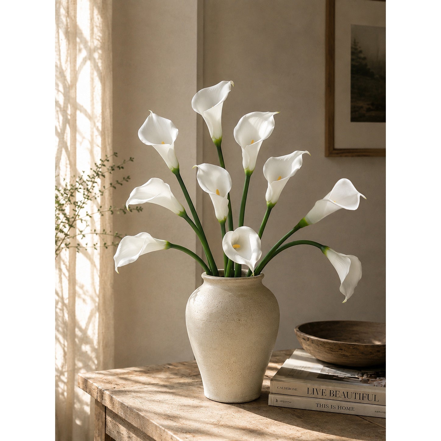 White Real Touch calla lilies for tall vase and floral arrangements