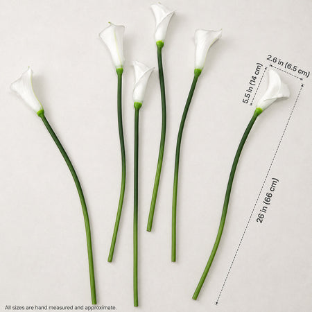 White Real Touch calla lily stems showing the full 25.2 inch length