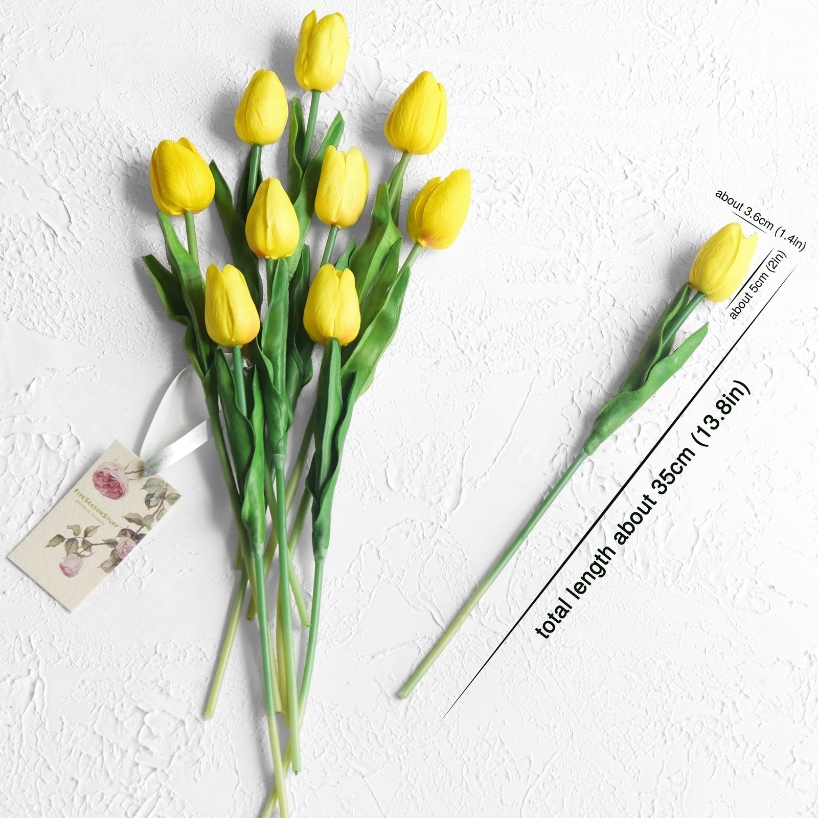 Yellow Real Touch Tulips Artificial Flowers Bouquet 10 Stems