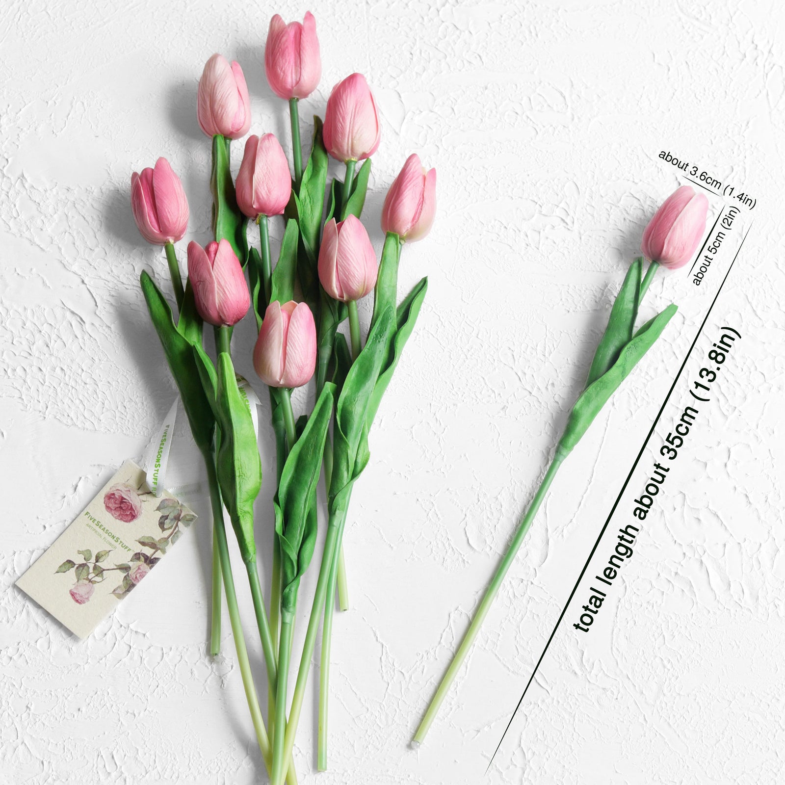 Pink Real Touch Tulips Artificial Flowers Bouquet 10 Stems