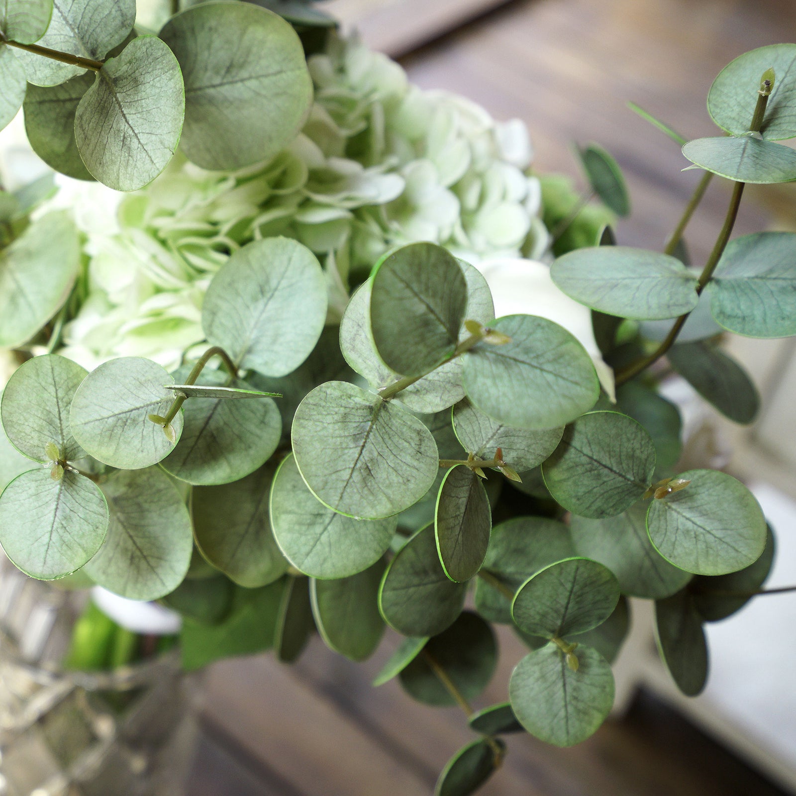 FiveSeasonStuff Real Touch Silver Dollar Eucalyptus 3D Pringting Texture Artificial Eucalyptus Leaves Decoration Home Décor ( select 3 or 5 Stems)