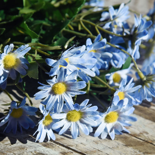 Daisy Silk Flowers Outdoor Artificial Flowers Arrangements (Lake Blue) 2 Bunches