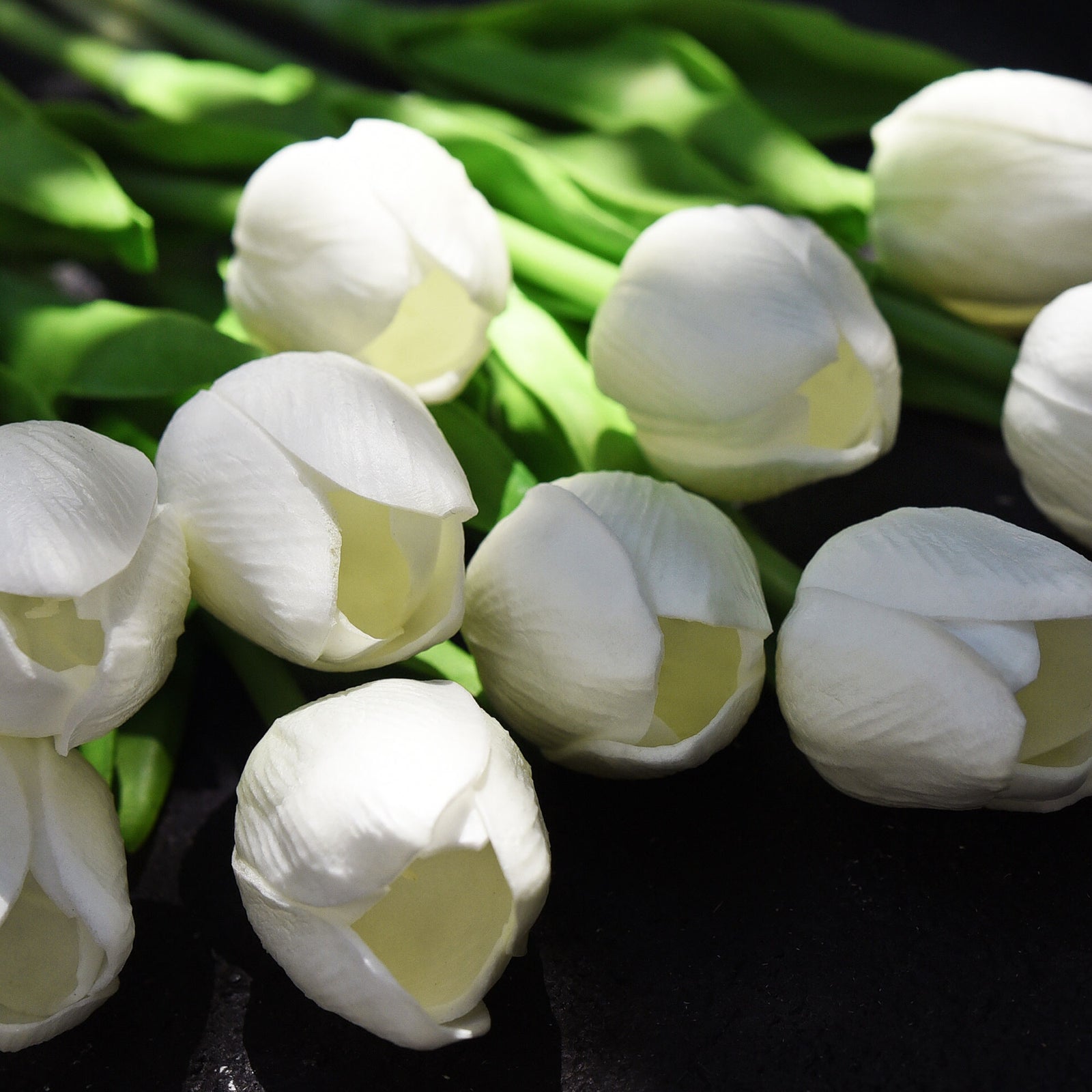 White Real Touch Tulips Artificial Flowers Bouquet 10 Stems