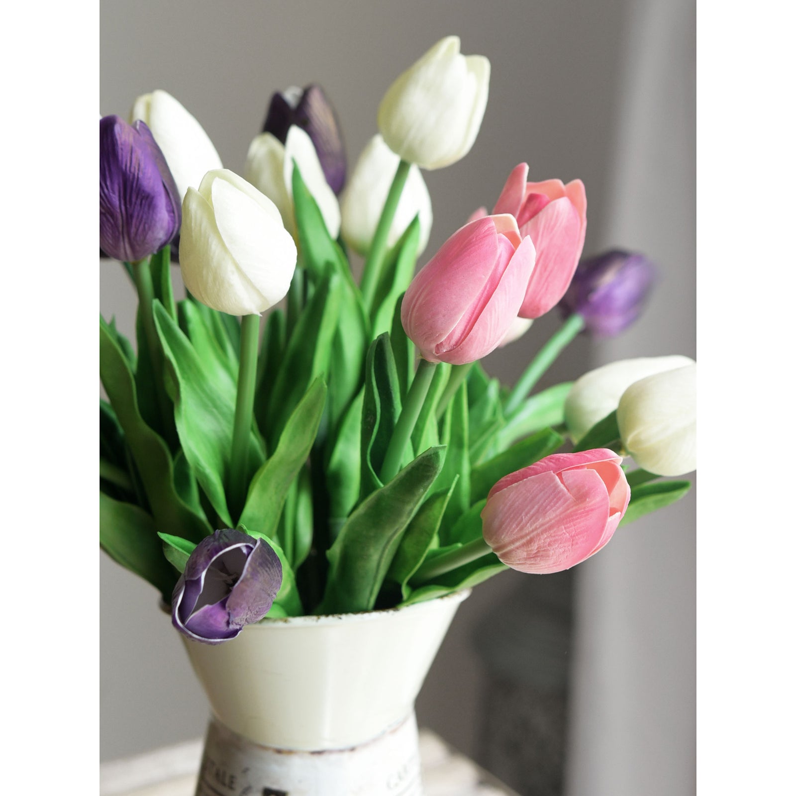Pink Real Touch Tulips Artificial Flowers Bouquet 10 Stems