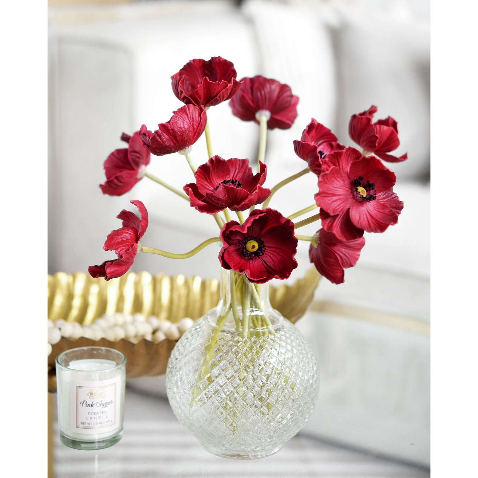Red Real Touch Poppy Stems, Set of 10