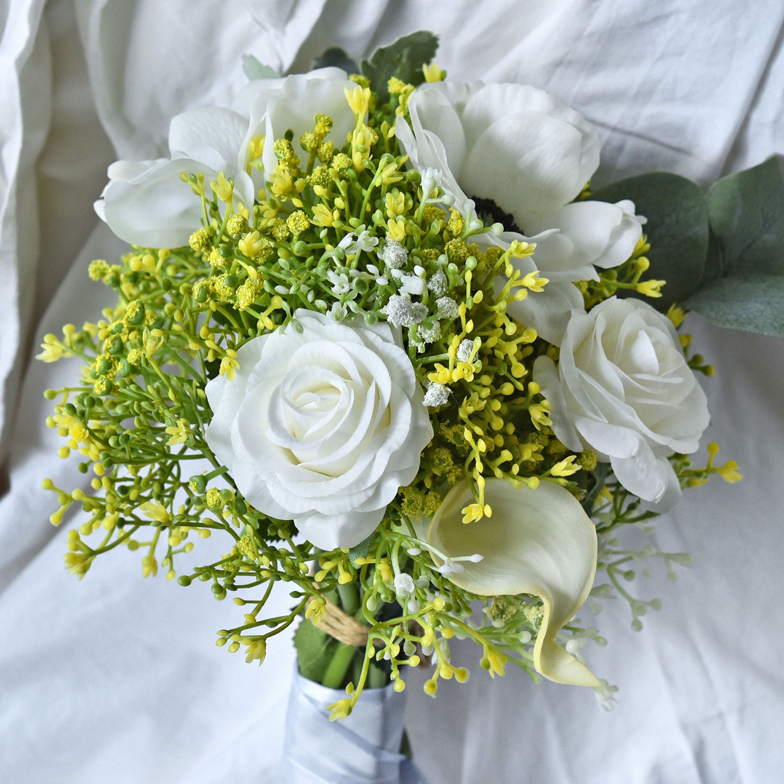 Baby's Breath Artificial Flowers Bouquet 1 Bundle (15 PCS) Baby's Breath Gypsophila 2 for Floral Arrangement, Wedding Flower Bouquet Décor (Yellow)