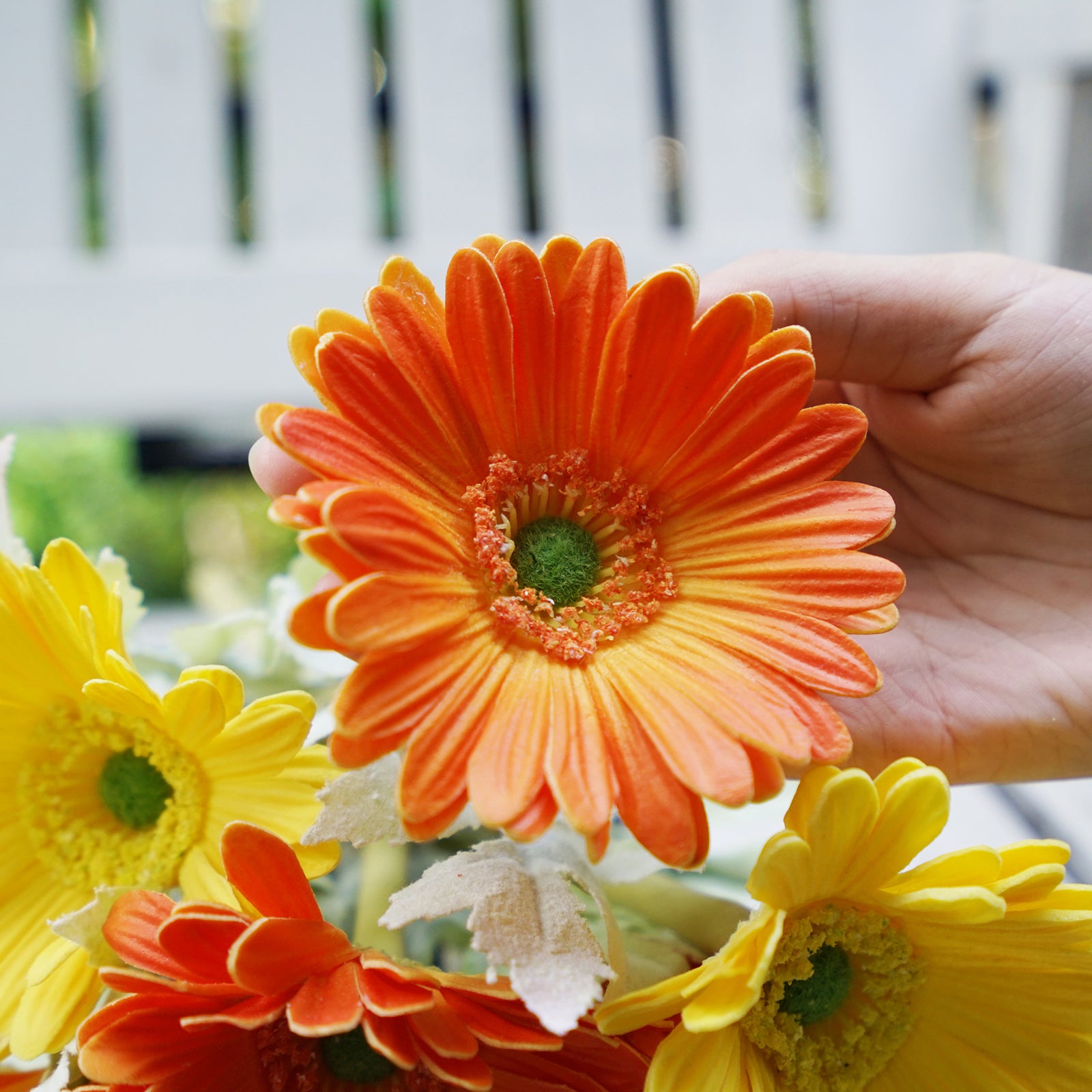 Real Touch Gerbera Flower Stems, Set of 7, 12.2 Inch – 8 Colors