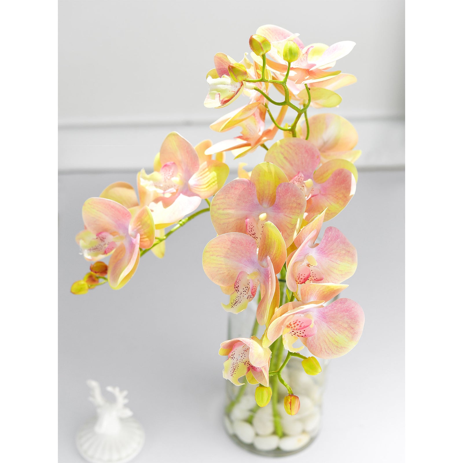 Lemon Pink 2 Stems Real Touch Artificial Butterfly Orchids/Moth Orchid/Phalaenopsis Flowers 27.6" Tall 70cm