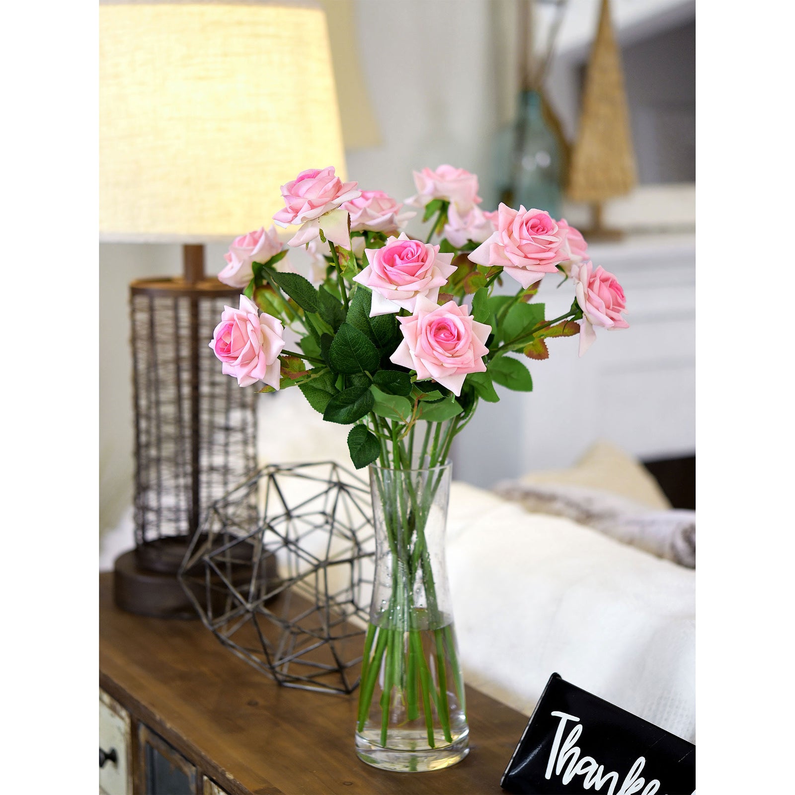 FiveSeasonStuff Pale Violet Pink Roses Artificial Flowers Bridal, Home Décor, Adds a Luxurious Touch (12 Stems)