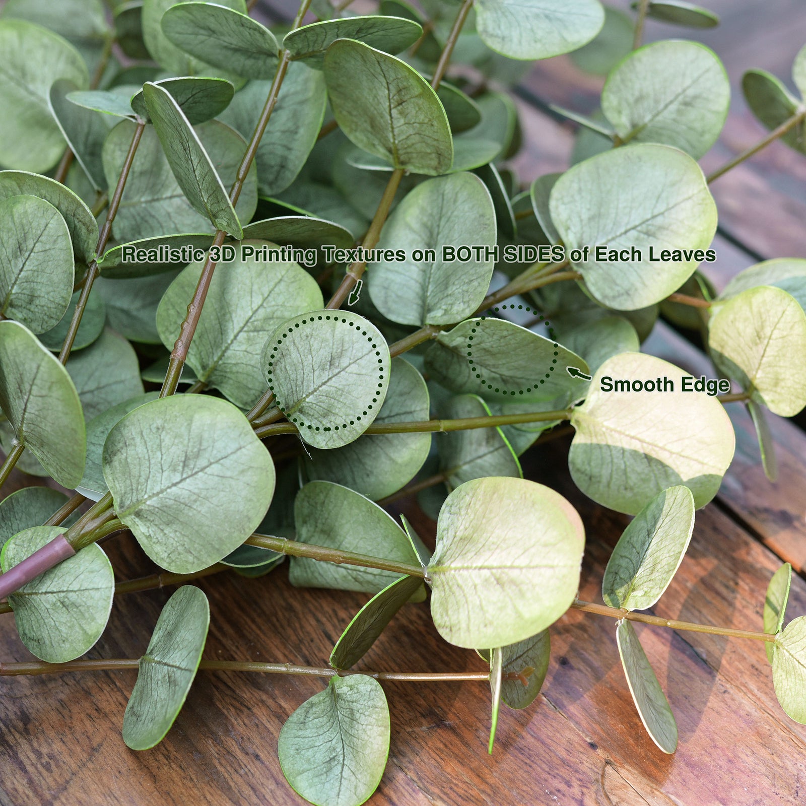 FiveSeasonStuff Real Touch Silver Dollar Eucalyptus 3D Pringting Texture Artificial Eucalyptus Leaves Decoration Home Décor ( select 3 or 5 Stems)