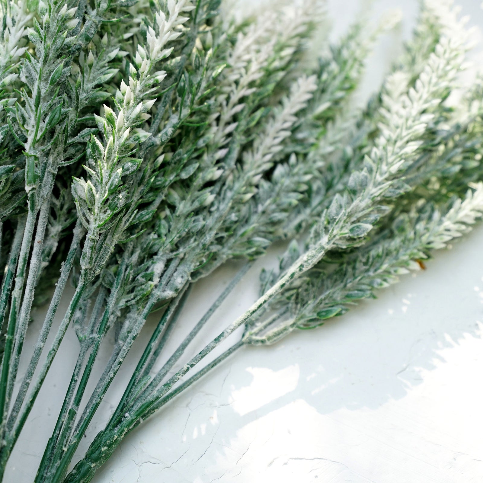 Artificial Flocked White Lavender Flowers & Bouquets 10 Bundles