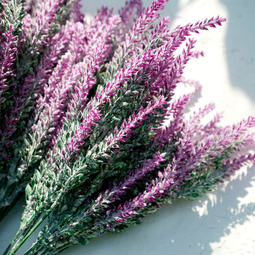 Artificial Flocked Red Violet Lavender Flowers & Bouquets 10 Bundles