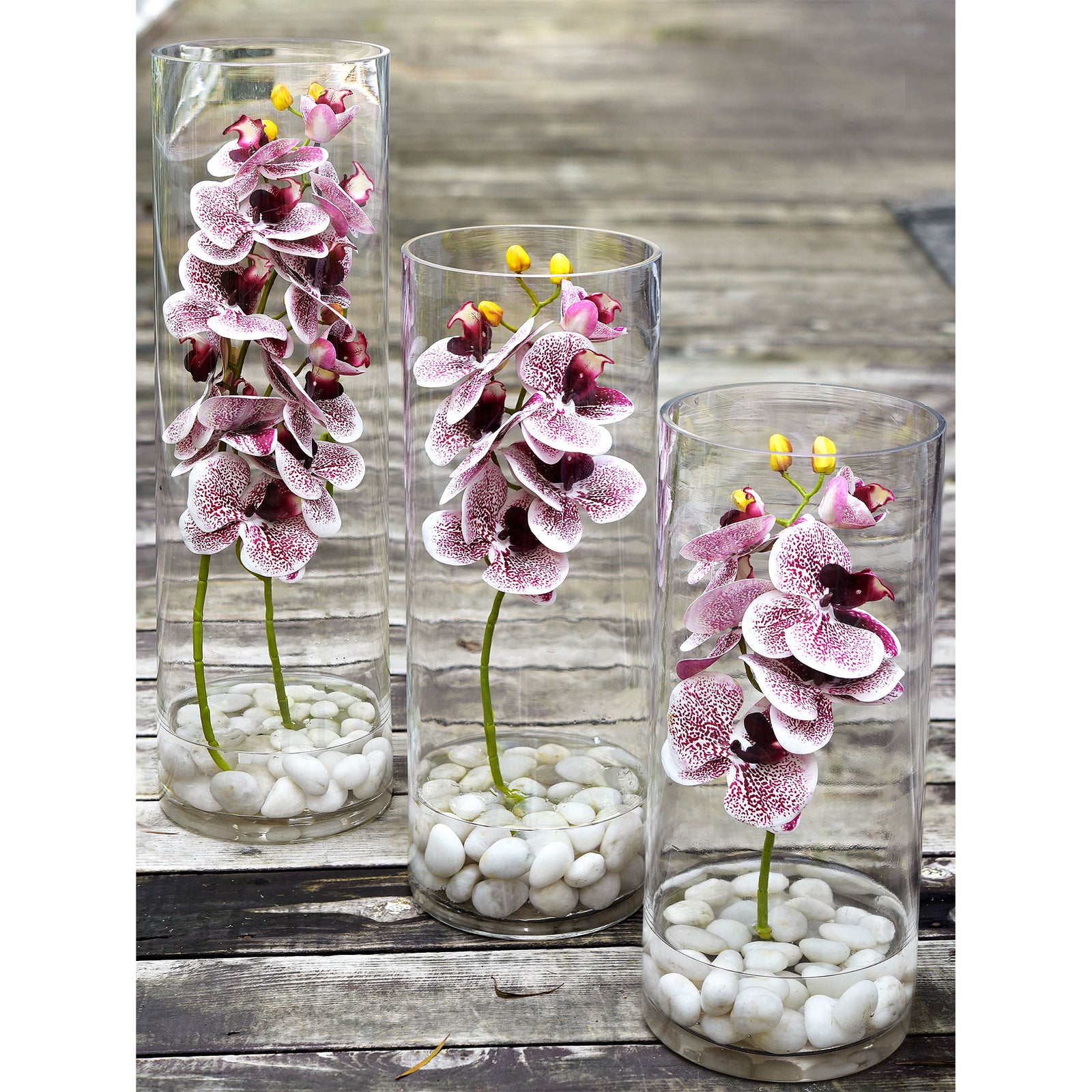 Light Magenta 2 Stems Real Touch Artificial Butterfly Orchids/Moth Orchid/Phalaenopsis Flowers 27.6" Tall 70cm